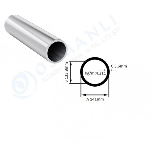 Alüminyum Boru Dış Çap 141mm X Et Kalınlık 3.6mm Alüminyum Boru Dış Çap 141mm X Et Kalınlık 3.6mm